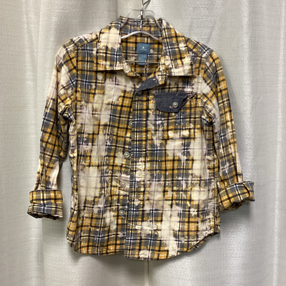 GAP Yellow and Blue Plaid Kids Button Down Shirt